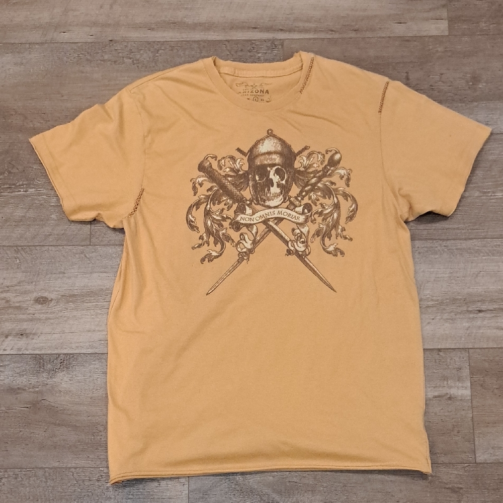 Arizona Jean Company Tan Short Sleeve Tee with Graphic Design Vintage